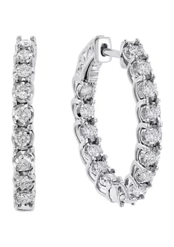 Buy ✨ 7/8 ct. t.w. Diamond Hoop Earrings in 14K White Gold by Effy® 💯