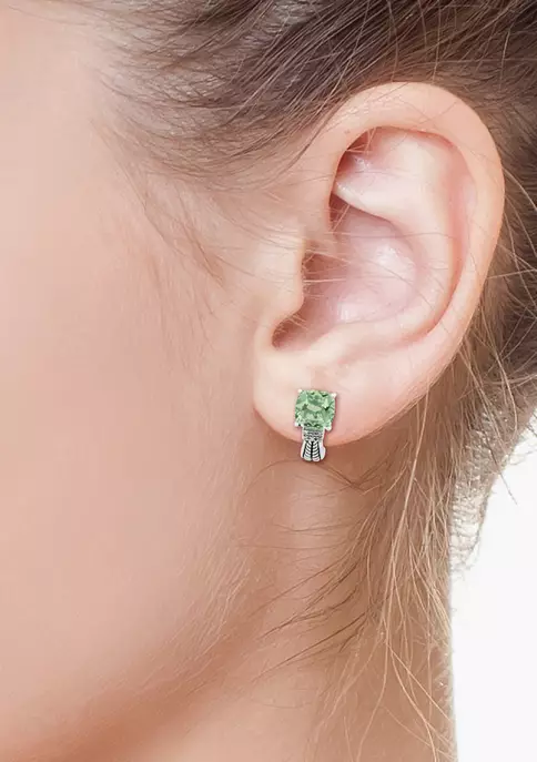 Best Pirce 🌟 Sterling Silver 1/10 ct. t.w. Diamond And 4.75 ct. t.w. Green Amethyst Earrings by Effy® 🛒 2 Best Pirce 🌟 Sterling Silver 1/10 ct. t.w. Diamond And 4.75 ct. t.w. Green Amethyst Earrings by Effy® 🛒 - Image 2