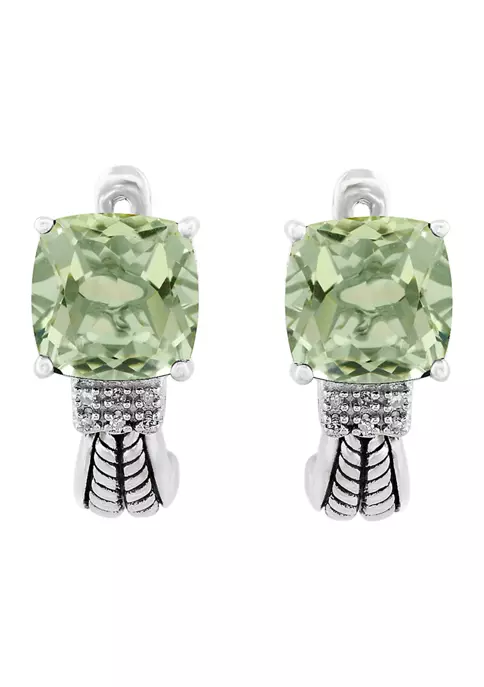 Best Pirce 🌟 Sterling Silver 1/10 ct. t.w. Diamond And 4.75 ct. t.w. Green Amethyst Earrings by Effy® 🛒 3 Best Pirce 🌟 Sterling Silver 1/10 ct. t.w. Diamond And 4.75 ct. t.w. Green Amethyst Earrings by Effy® 🛒 - Image 3