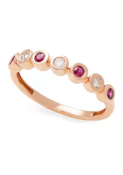 Discount 🌟 1/10 ct. t.w. Diamond and 1/6 ct. t.w. Ruby Ring in 14K Rose Gold by Effy® 🥰