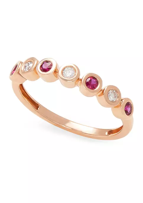 Discount 🌟 1/10 ct. t.w. Diamond and 1/6 ct. t.w. Ruby Ring in 14K Rose Gold by Effy® 🥰 2 Discount 🌟 1/10 ct. t.w. Diamond and 1/6 ct. t.w. Ruby Ring in 14K Rose Gold by Effy® 🥰 - Image 2