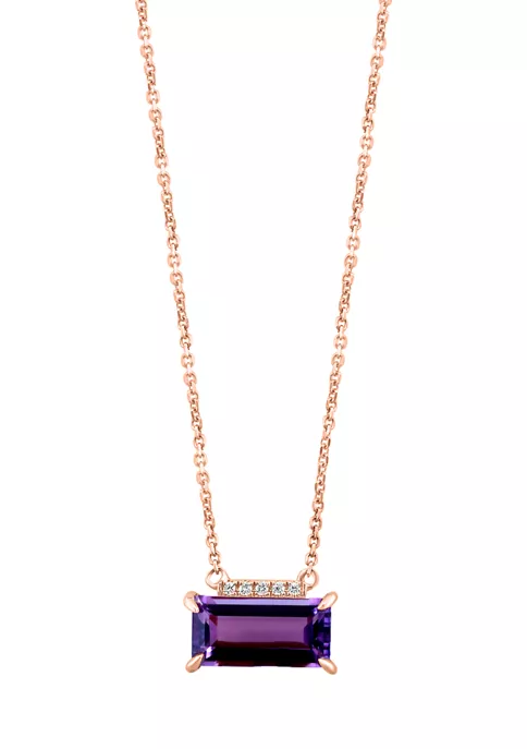 Brand new 😀 Diamond and Amethyst Necklace in 14K Rose Gold by Effy® 😉 1 Brand new 😀 Diamond and Amethyst Necklace in 14K Rose Gold by Effy® 😉