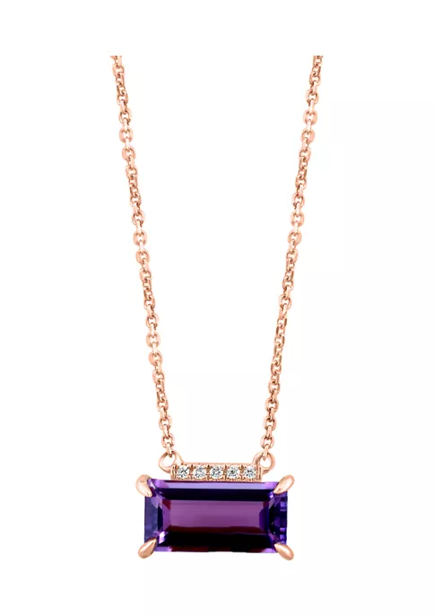 Brand new 😀 Diamond and Amethyst Necklace in 14K Rose Gold by Effy® 😉 2 Brand new 😀 Diamond and Amethyst Necklace in 14K Rose Gold by Effy® 😉 - Image 2