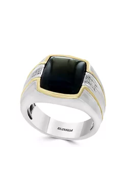 Wholesale ❤️ Onyx and Diamond Ring in 14k Yellow Gold and Sterling Silver by Effy® 🌟