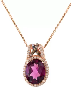 Cheap 😉 1/5 ct. t.w. White and Brown Diamonds with 2.85 ct. t.w. Rhodolite Pendant Necklace in 14K Rose Gold by Effy® 🎁