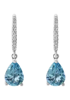 Best deal 🎁 1/10 ct. t.w. Diamond and 1.95 ct. t.w. Aquamarine Earrings in 14K White Gold by Effy® ✔️