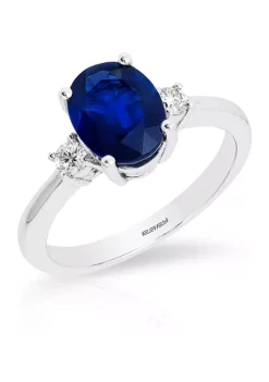Top 10 👏 1/6 ct. t.w. Diamond and 1.9 ct. t.w. Sapphire Ring in 14K White Gold by Effy® 🛒