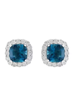 Flash Sale 🛒 1/3 ct. t.w. Diamond and 5.85 ct. t.w. Blue Topaz Earrings in 14K White Gold by Effy® ⌛