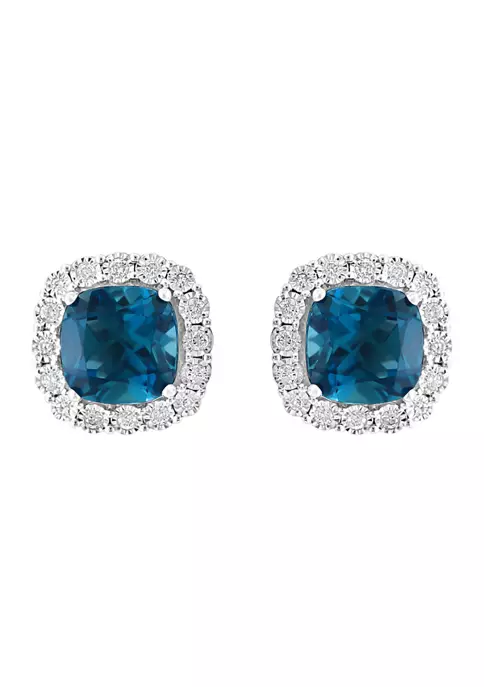 Flash Sale 🛒 1/3 ct. t.w. Diamond and 5.85 ct. t.w. Blue Topaz Earrings in 14K White Gold by Effy® ⌛ 4 Flash Sale 🛒 1/3 ct. t.w. Diamond and 5.85 ct. t.w. Blue Topaz Earrings in 14K White Gold by Effy® ⌛ - Image 4