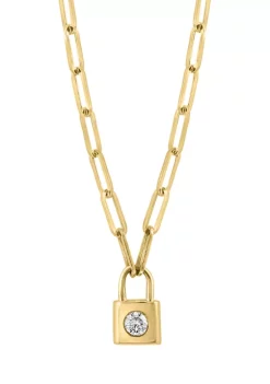 Best deal 🧨 1/6 ct. t.w. Diamond Lock Pendant Necklace in 14K Yellow Gold by Effy® 🤩