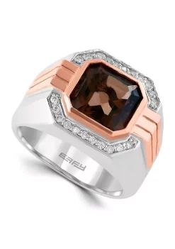 Promo ⭐ 3.8 ct. t.w. Smoky Quartz and 1/6 ct. t.w. Diamond Ring in 14K White and Rose Gold by Effy® ✨ -Effy® Sales Shop Belk 5215