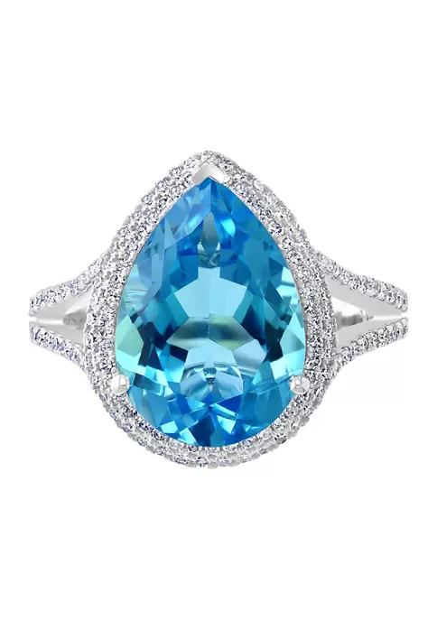 Discount ⭐ 14K White Gold 1/2 ct. t.w. Diamond and 6.2 ct. t.w. Blue Topaz Ring by Effy® ✨ 2 Discount ⭐ 14K White Gold 1/2 ct. t.w. Diamond and 6.2 ct. t.w. Blue Topaz Ring by Effy® ✨ - Image 2
