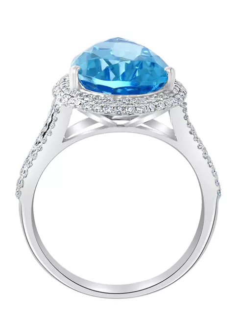 Discount ⭐ 14K White Gold 1/2 ct. t.w. Diamond and 6.2 ct. t.w. Blue Topaz Ring by Effy® ✨ 3 Discount ⭐ 14K White Gold 1/2 ct. t.w. Diamond and 6.2 ct. t.w. Blue Topaz Ring by Effy® ✨ - Image 3