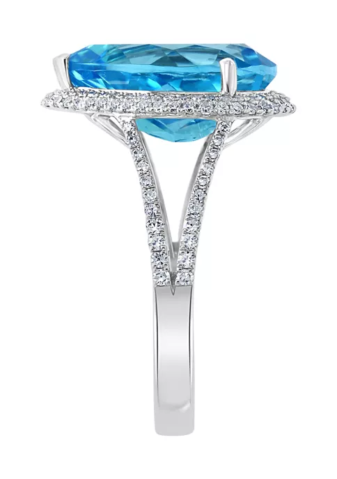 Discount ⭐ 14K White Gold 1/2 ct. t.w. Diamond and 6.2 ct. t.w. Blue Topaz Ring by Effy® ✨ 4 Discount ⭐ 14K White Gold 1/2 ct. t.w. Diamond and 6.2 ct. t.w. Blue Topaz Ring by Effy® ✨ - Image 4