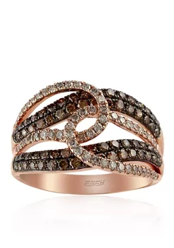 Deals 🛒 1.04 ct. t.w. Espresso and White Diamond Swirl Ring in 14K Rose Gold by Effy® 🎉