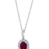Best Sale 💯 1/4 ct. t.w. Diamond and Ruby Pendant Necklace in 14k White Gold by Effy® 😍