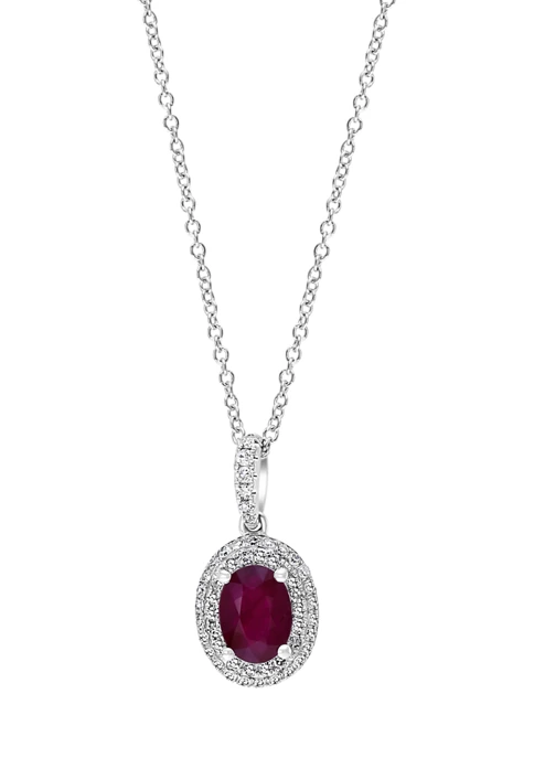 Best Sale 💯 1/4 ct. t.w. Diamond and Ruby Pendant Necklace in 14k White Gold by Effy® 😍 2 Best Sale 💯 1/4 ct. t.w. Diamond and Ruby Pendant Necklace in 14k White Gold by Effy® 😍 - Image 2
