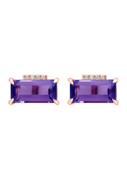 Best Pirce 😍 Diamond and Amethyst Earrings in 14K Rose Gold by Effy® 💯