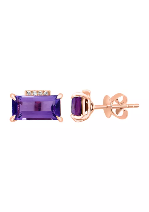 Best Pirce 😍 Diamond and Amethyst Earrings in 14K Rose Gold by Effy® 💯 2 Best Pirce 😍 Diamond and Amethyst Earrings in 14K Rose Gold by Effy® 💯 - Image 2