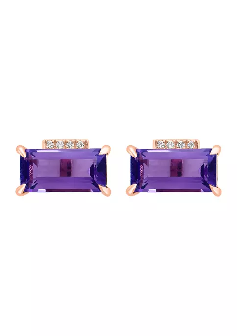 Best Pirce 😍 Diamond and Amethyst Earrings in 14K Rose Gold by Effy® 💯 4 Best Pirce 😍 Diamond and Amethyst Earrings in 14K Rose Gold by Effy® 💯 - Image 4