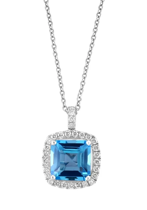 Coupon 👏 1/3 ct. t.w. Diamond and Blue Topaz Pendant Necklace in 14K White Gold by Effy® 🎁 2 Coupon 👏 1/3 ct. t.w. Diamond and Blue Topaz Pendant Necklace in 14K White Gold by Effy® 🎁 - Image 2