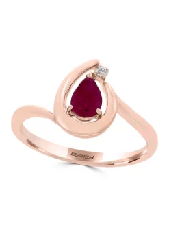 Promo ⭐ 1/10 ct. t.w. Diamond and 3/8 ct. t.w. Ruby Ring in 14k Rose Gold by Effy® 😉