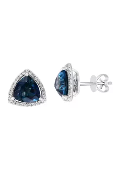 Outlet 🥰 1/5 ct. t.w. Diamond and 4.4 ct. t.w. London Blue Topaz Earrings in 14K White Gold by Effy® ⭐