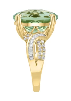 Hot Sale 🛒 3/8 ct. t.w. Diamond and Green Amethyst Ring in 14K Yellow Gold by Effy® ⌛ -Effy® Sales Shop Belk 5274