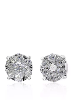 Cheapest 🥰 0.84 ct. t.w. Diamond Cluster Earrings in 14K White Gold by Effy® 🛒