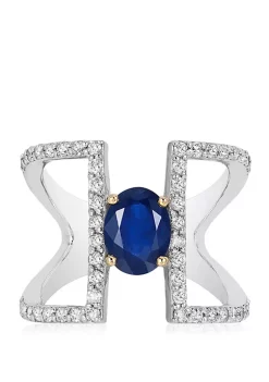 New 🤩 5/8 ct. t.w. Diamond and 1.42 ct. t.w. Natural Sapphire Ring in 14k White Gold by Effy® 😍
