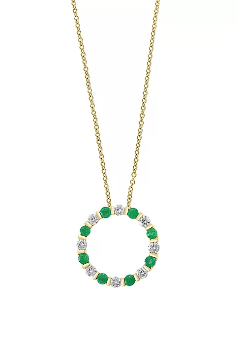 Discount 😉 3/4 ct. t.w. Diamond and 7/8 ct. t.w. Natural Emerald Pendant Necklace in 14k Yellow Gold by Effy® ✔️ 2 Discount 😉 3/4 ct. t.w. Diamond and 7/8 ct. t.w. Natural Emerald Pendant Necklace in 14k Yellow Gold by Effy® ✔️ - Image 2