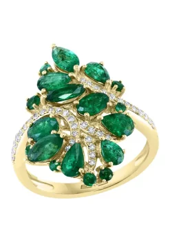 Coupon 🧨 1/5 ct. t.w. Diamond and 2.56 ct. t.w. Emerald Ring in 14K Yellow Gold by Effy® 🥰