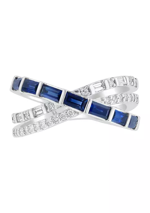 Deals 😀 14K White Gold Diamond and Natural Sapphire Ring by Effy® ⭐ 2 Deals 😀 14K White Gold Diamond and Natural Sapphire Ring by Effy® ⭐ - Image 2