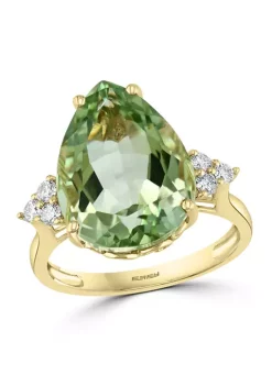 Cheap ✔️ 1/5 ct. t.w. Diamond and 9.65 ct. t.w. Green Amethyst Ring in 14K Yellow Gold by Effy® ✔️