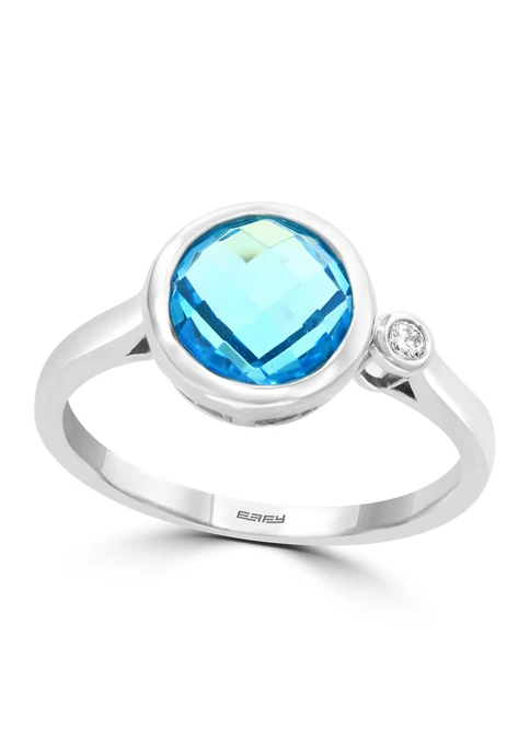 Flash Sale 🥰 14K White Gold Diamond and Blue Topaz Ring by Effy® 😉 1 Flash Sale 🥰 14K White Gold Diamond and Blue Topaz Ring by Effy® 😉