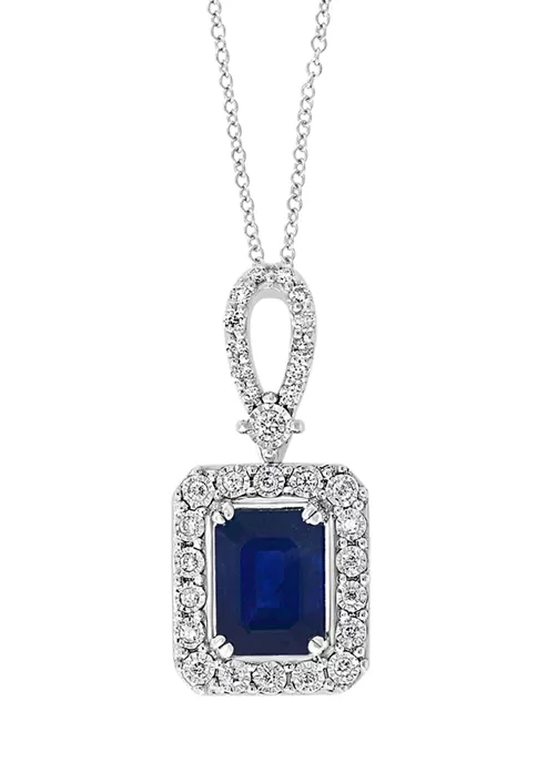 Deals 🎁 1/5 ct. t.w. Diamond and 1.52 ct. t.w. Sapphire Halo Pendant Necklace in 14K White Gold by Effy® 😍 4 Deals 🎁 1/5 ct. t.w. Diamond and 1.52 ct. t.w. Sapphire Halo Pendant Necklace in 14K White Gold by Effy® 😍 - Image 4