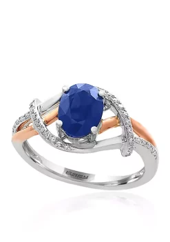 Brand new ⌛ Oval Sapphire & Diamond Ring in 14K White Gold by Effy® 🧨