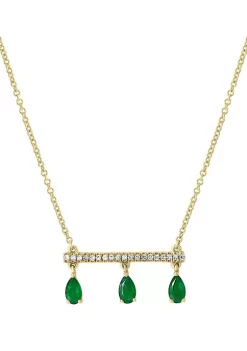 Flash Sale 🔥 1/10 ct. t.w. Diamond and 5/8 ct. t.w. Emerald Pendant Necklace in 14K Yellow Gold by Effy® 🛒