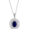 Best Sale 🎁 14K White Gold Diamond and Natural Sapphire Pendant Necklace by Effy® 😉