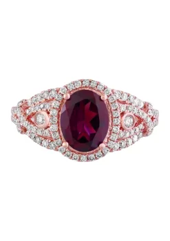 Deals 🤩 1/2 ct. t.w. Diamond and 2.3 ct. t.w. Rhodolite Ring in 14K Rose Gold by Effy® 🛒