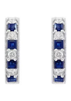 Promo 🥰 14K White Gold Diamond and Natural Sapphire Earrings by Effy® ⌛ -Effy® Sales Shop Belk 5428