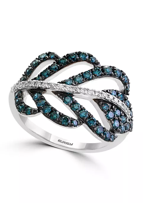 Top 10 🎁 14K White Gold 3/4 ct. t.w. Diamond and Blue Diamond Ring by Effy® 👍 2 Top 10 🎁 14K White Gold 3/4 ct. t.w. Diamond and Blue Diamond Ring by Effy® 👍 - Image 2