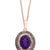 Outlet 👍 3/8 ct. t.w. White and Brown Diamonds and 1.55 ct. t.w. Amethyst Pendant Necklace in 14K Rose Gold by Effy® 🎁