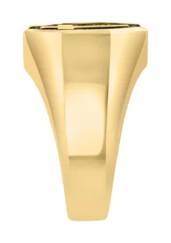 Best Pirce 🔔 Men's Gold Plated Black Diamond Cross Ring in Sterling Silver by Effy® ❤️ -Effy® Sales Shop Belk 5465