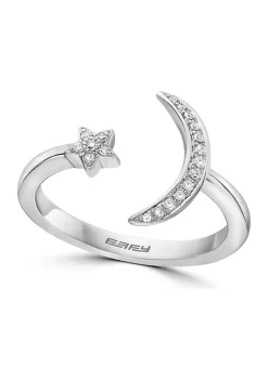 Top 10 ⭐ 1/10 ct. t.w. Diamond Moon and Star Ring in 14K White Gold by Effy® 🔥