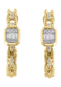 Cheapest 🧨 1/3 ct. t.w. Diamond Chain Hoop Earrings in 14K Yellow Gold by Effy® 🔥