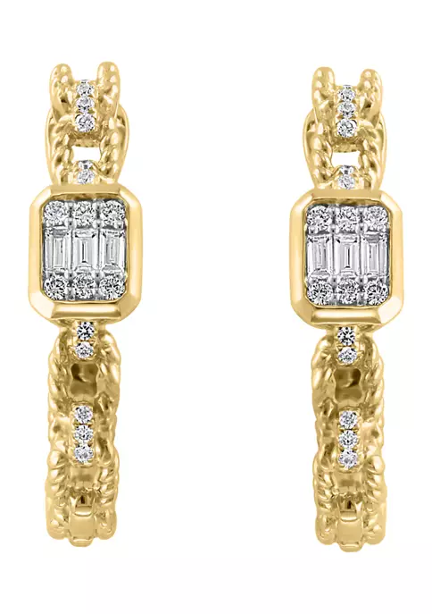 Cheapest 🧨 1/3 ct. t.w. Diamond Chain Hoop Earrings in 14K Yellow Gold by Effy® 🔥 1 Cheapest 🧨 1/3 ct. t.w. Diamond Chain Hoop Earrings in 14K Yellow Gold by Effy® 🔥