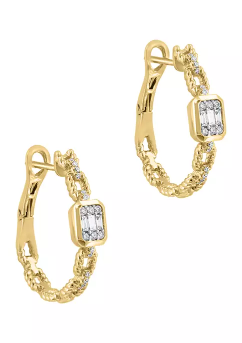 Cheapest 🧨 1/3 ct. t.w. Diamond Chain Hoop Earrings in 14K Yellow Gold by Effy® 🔥 2 Cheapest 🧨 1/3 ct. t.w. Diamond Chain Hoop Earrings in 14K Yellow Gold by Effy® 🔥 - Image 2
