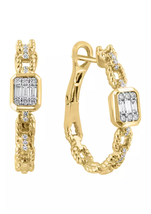 Cheapest 🧨 1/3 ct. t.w. Diamond Chain Hoop Earrings in 14K Yellow Gold by Effy® 🔥 3 Cheapest 🧨 1/3 ct. t.w. Diamond Chain Hoop Earrings in 14K Yellow Gold by Effy® 🔥 - Image 3