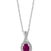 Budget ⌛ 1/6 ct. t.w. Diamond and 1/2 ct. t.w. Ruby Necklace in 14K White Gold by Effy® 😉